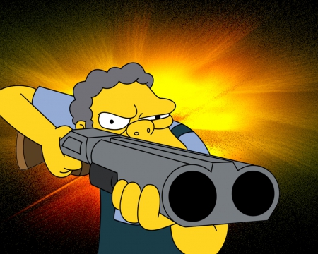 MOE - gun, moe, funny, simpsons