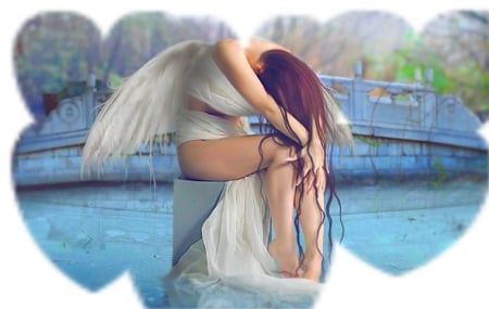 fatiga espiritual - angel, female, beautiful, hearts