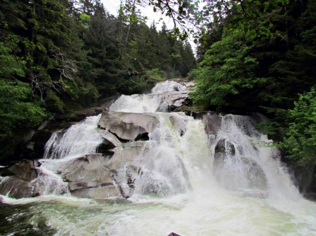 Clayton Falls ~ Bella Coola, BC - Trees, Rocks, Nature, Waterfall