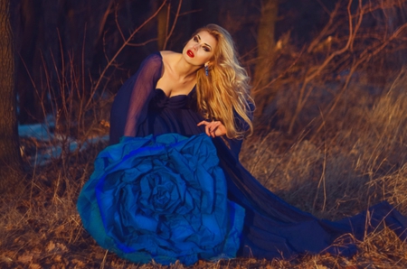 Blue Rose Lady - lady, blue, woman, model, rose