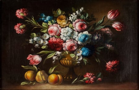 Still Life Roses and Fruit