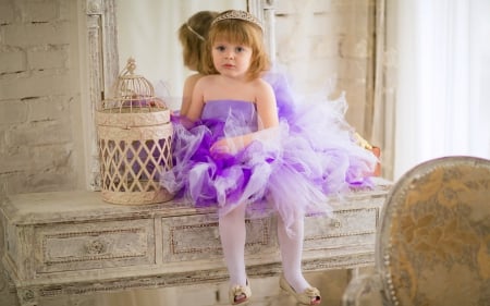 Cute gilr - sitting, cute, girl, purple dress