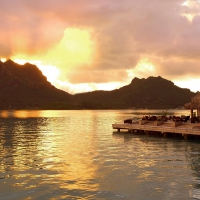 Evening at St Regis Resort Bora Bora Island French Polynesia