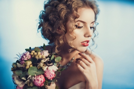 Flower Lady - flower, lady, woman, model