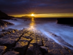 fabulous rocky shore sunset