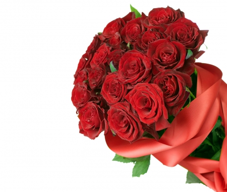 Bouquet of roses - roses, red, ribbon, rose, love, bouquet