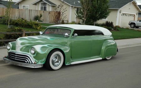 american_hot_rod - american, green, car, hot rod