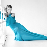 Woman in Turquoise Dress