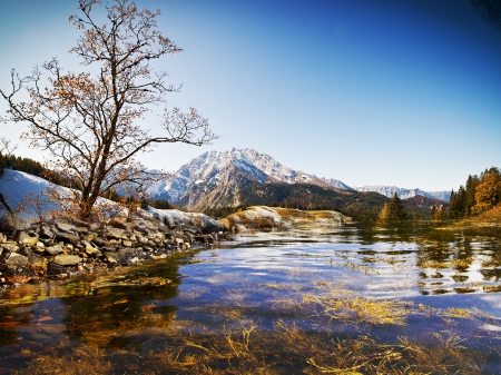 river mountain - river, water, mountain, tree