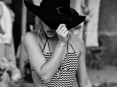 cowgirl - hat, girl, cow, model