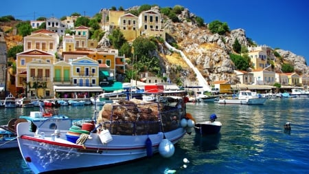 symi greece - boats, greece, symi, beach