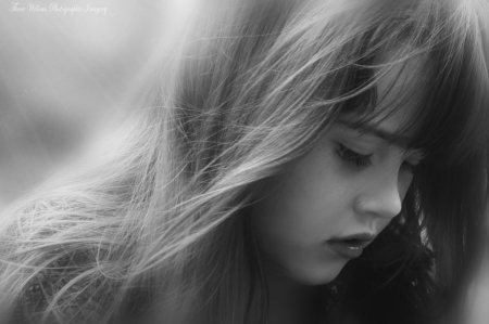 Thought - abstract, girl, blackand white, model