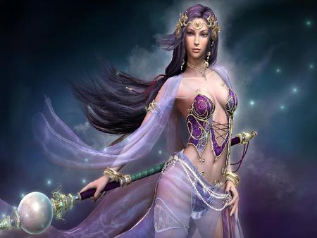 Sorcerer - fantasy, female, lady, sorcerer, woman, girl