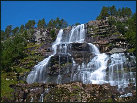 Waterfall - nature, sky, waterfall