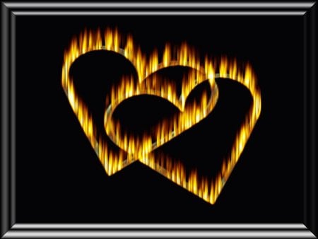 Burning hearts - burning, hearts, dark, fire