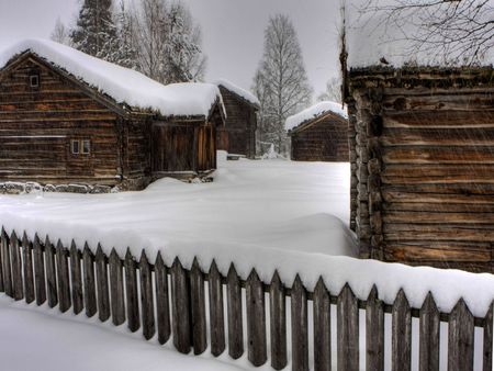 	old house in the snow - house, snow, old