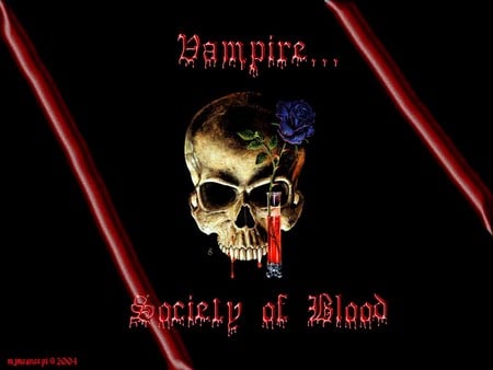 Vampire Society of Blood - skull, candle, blood, vampire, rose