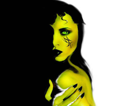 Painted Goth Girl - goth, woman, green, girl, painted