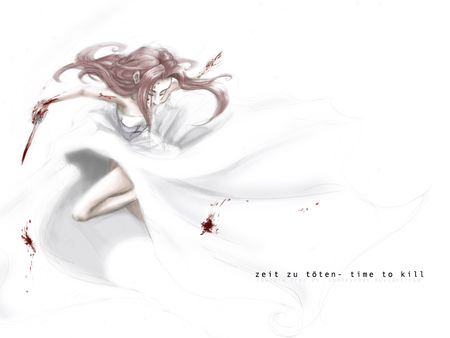 Time to Kill - blood, anime, female, knife, kill