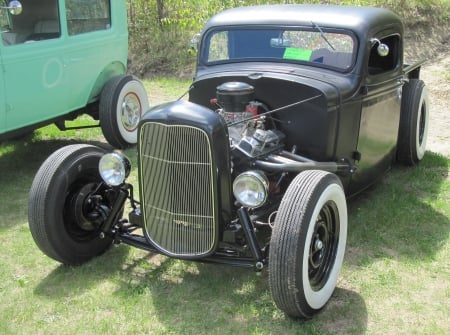 1937 Chevrolet truck - chevrolet, headlights, truck, photography, engine, black