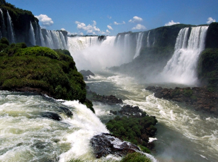 Iguasu Waterfalls, Argintina - nature, waterfalls, trees, cliffs