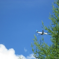 A Blue sky with Airplane passing by