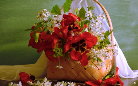 *** Beautiful bouquet *** - nature, silk, delicate, flowers, basket, bouquet