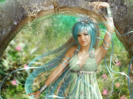 ~Sweet Spirit Splash~ - pretty, female, splendor, dress, photomanipulation, gorgeous, splash, spirit, water, beautiful, charm, digital art, models, weird things people wear, lovely, sweet, hair, girls, fantasy, lady, woman, bright