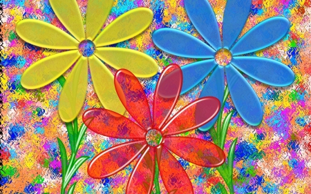 flowers - abstract, flowers, 3d, background