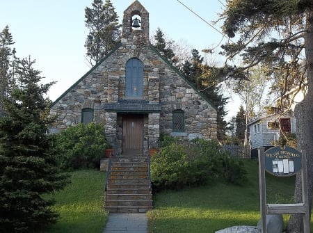 East Boothbay, Maine church - trees, church, Maine, sky