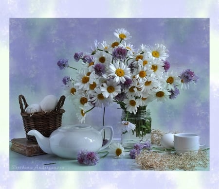 Daisies Still life - white, flowers, still life, daisies