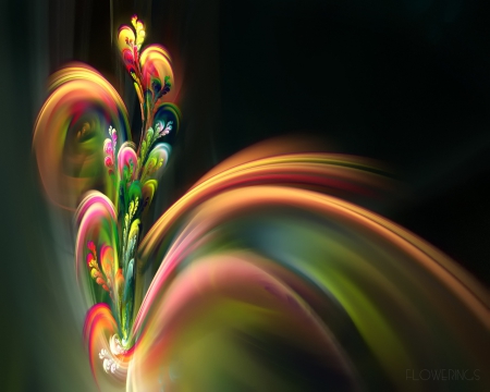 Flowering - digital, flower, flowering, colours, fractal