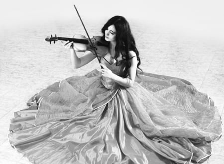 * - dress, woman, violin, model