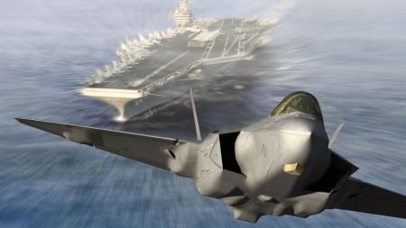 Carrier Takeoff - aircraft carrier, carrier jet, jet takeoff, carrier takeoff, carrier