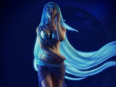 Blue queen - cg, fantasy, queen, blue