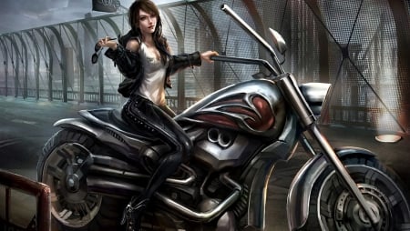 Anime - black, jacket, motorcycle, Anime