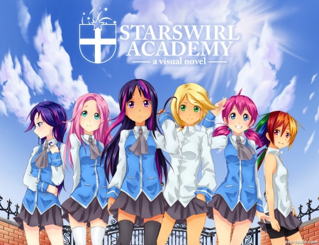 Starswirl Academy - MLP Visual Novel - pinkie pie, fluttershy, applejack, rarity, fanart, twilight sparkle, starswirl academy, rainbow dash, visual novel