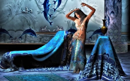 Fantasy - woman, pretty, fantasy, blue