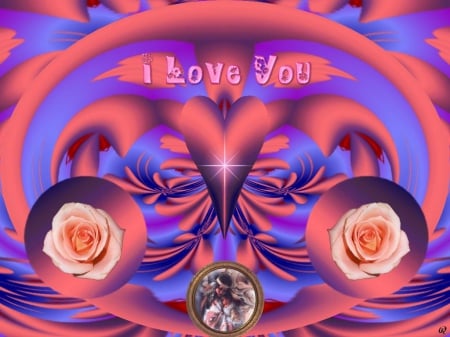 I Love You Fractal - roses, fantasy, digital, art, reflection, fractal