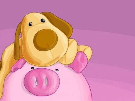 PIK PALS - pals, dog, pink, pig