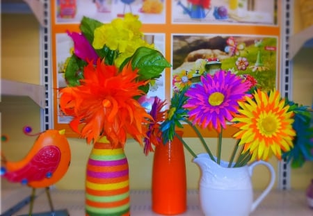 compras - summer, bird, flowers, orange, colors