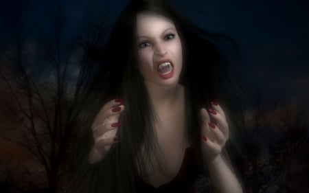 vampire - woman, darkness, vampire, fantasy