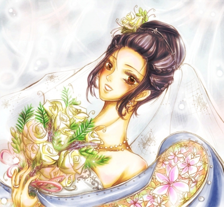 A Bride - wedding, girl, bride, anime