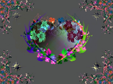 Wedding Heart - flowers and heart, marriage, lovers heart, wedding day