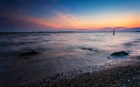 SeaShore - set, shore, sea, sun