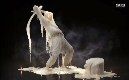 MELTING WAX - odd, digital art, weird, sculpture, fantasy, white, strange, surreal, candles, wax