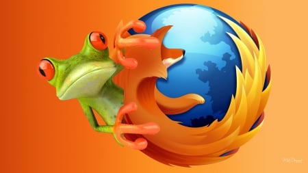 Froggy Firefox - whimsical, mozilla, firefox, frog, technology, browser, world, bright, fox, orange, cute, froggy