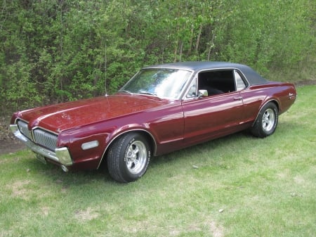 1967 Mercury Cougar - burgandy, photography, tires, ford, black