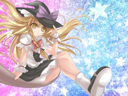 touhou girl - anime, broom, nivce, majic, cute, whitch