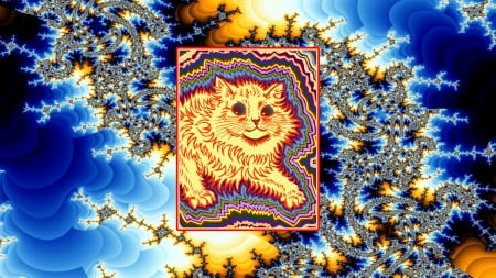 Cat by Wain - picture, Cat, psychedelic, Louis Wain